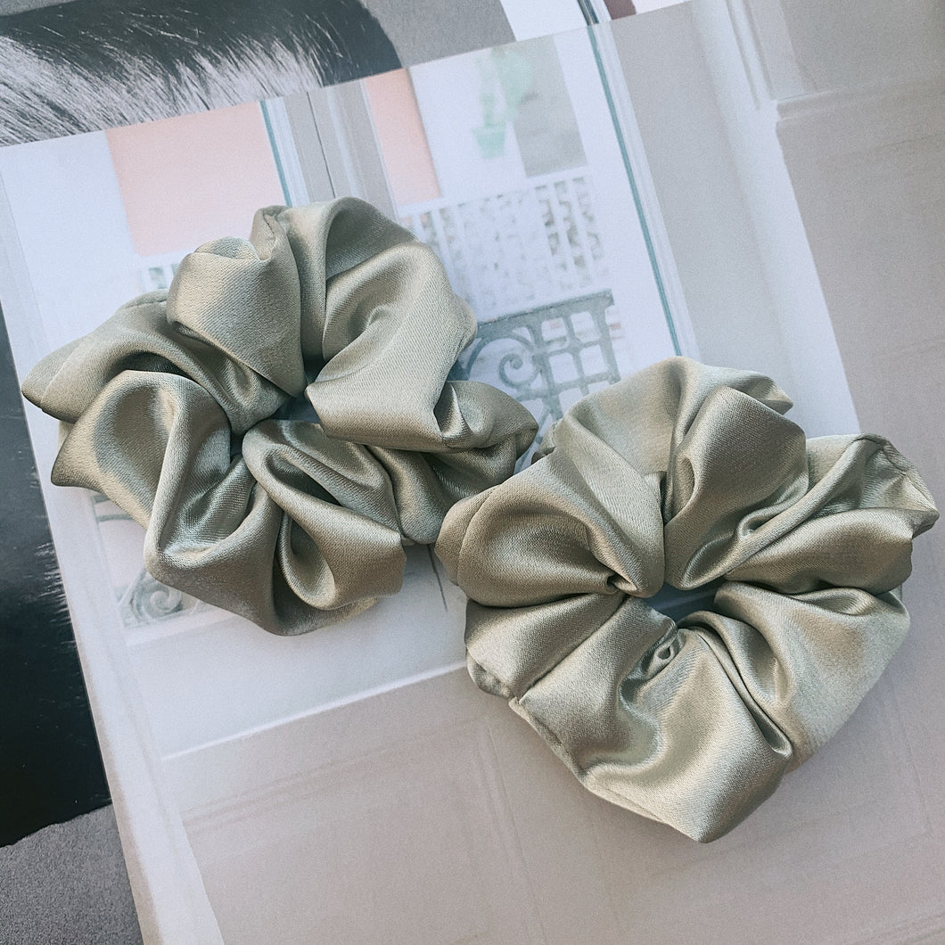 Sage Satin Scrunchie