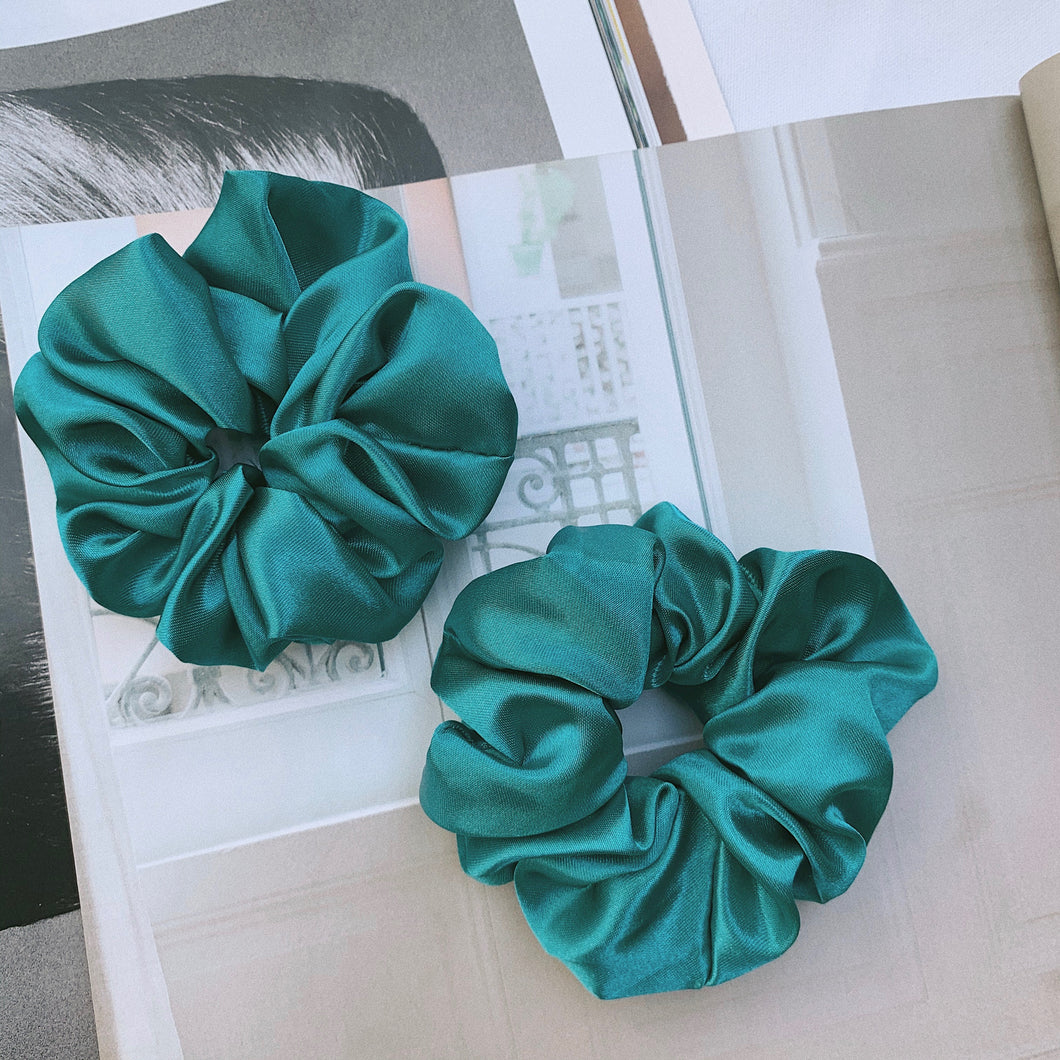 Teal Satin Scrunchie