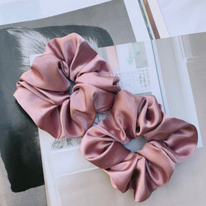 Mauve Satin Scrunchies