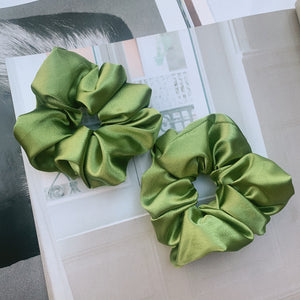 Green Satin Scruchie