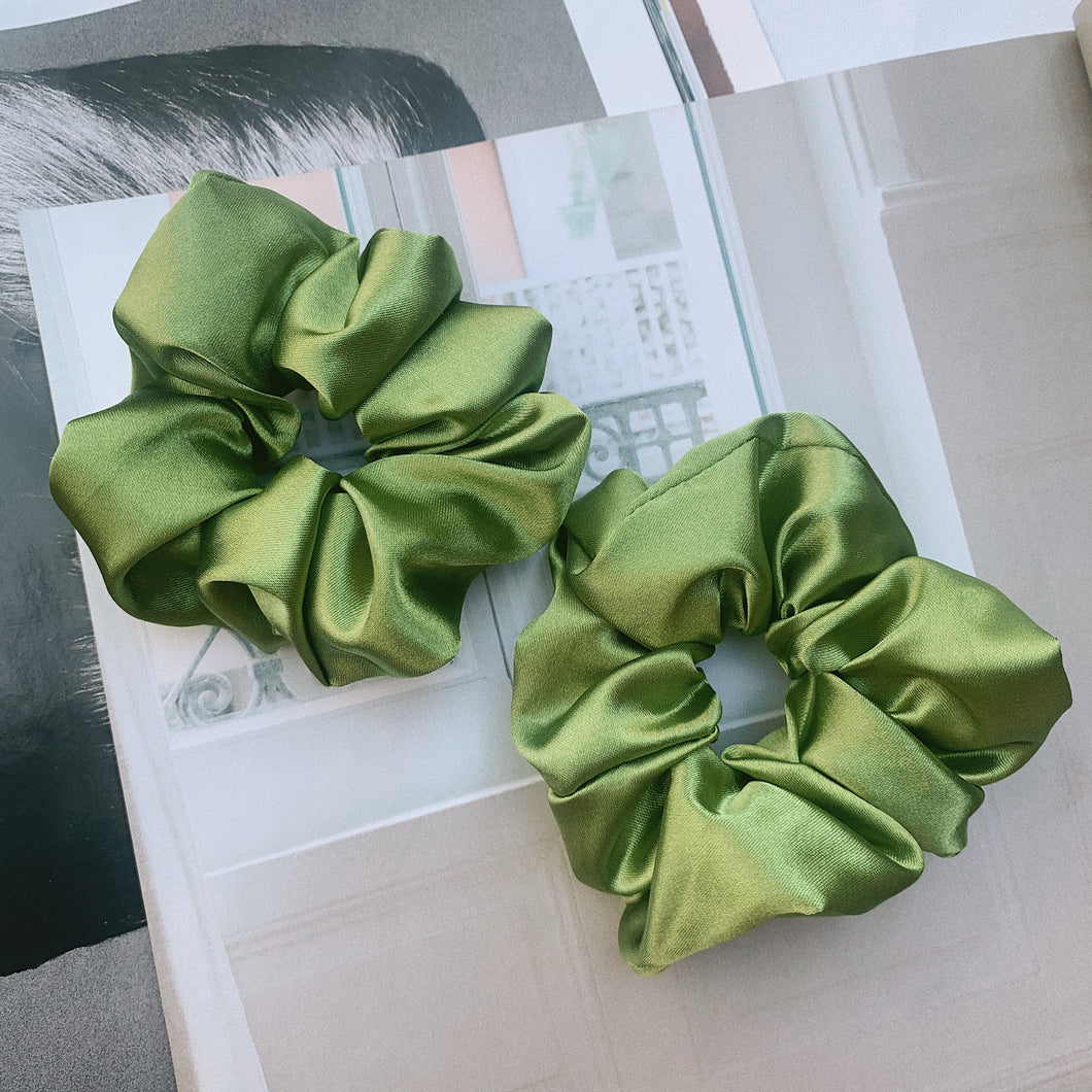 Green Satin Scruchie