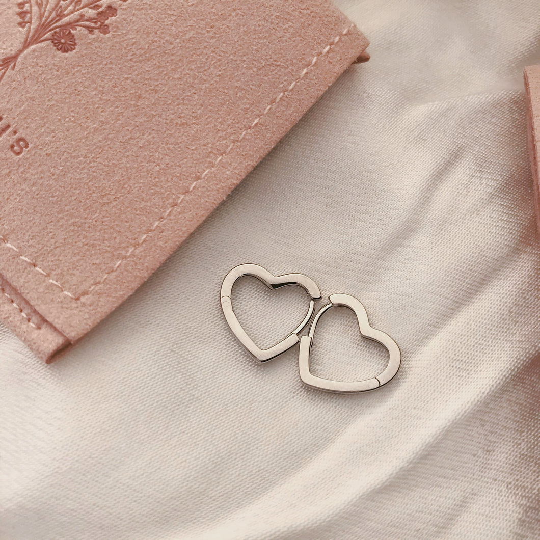 Amor Heart Hoops Silver