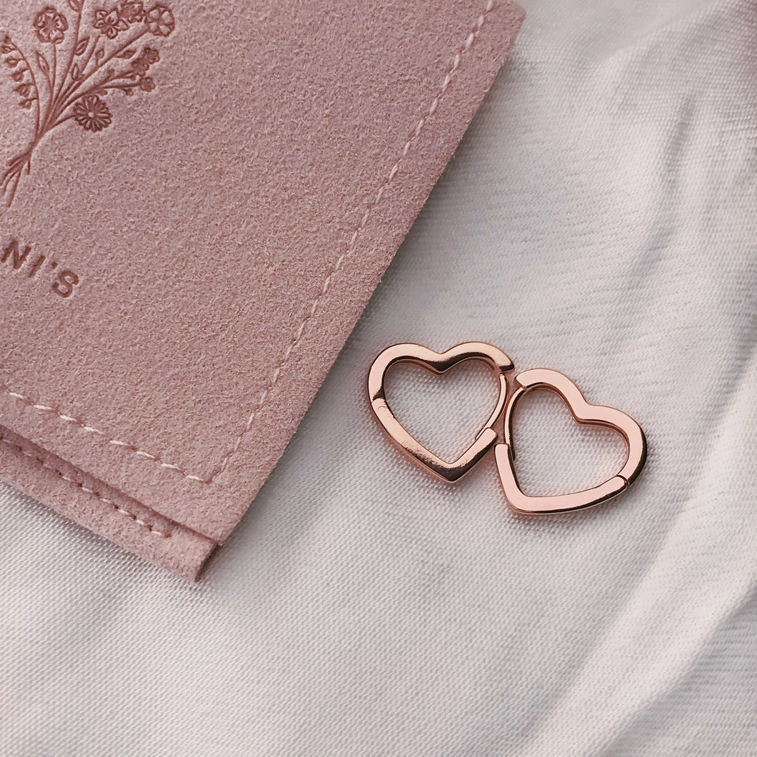 Amor Heart Hoops Rose Gold